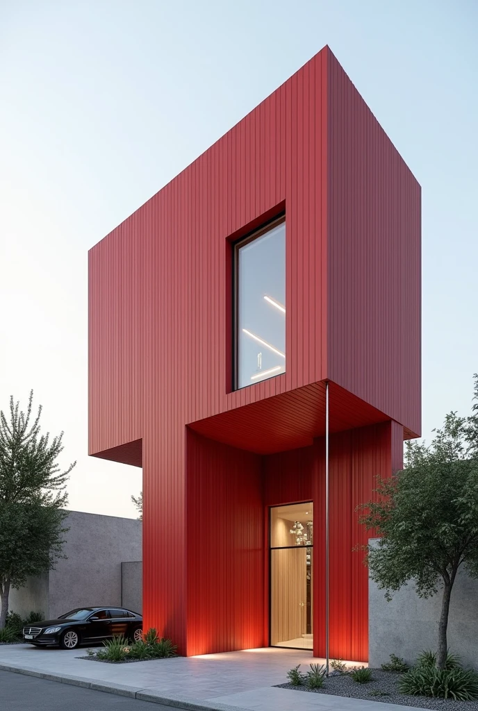 Two-story building inspired by a flamingo with functional spatial organization and straight morphology , Serious and flamenco-inspired building