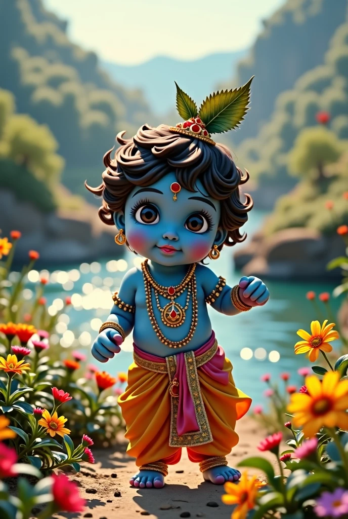 (photorealism:1.2), janmashtami little krishna