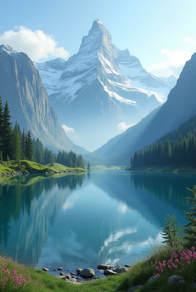 Beautiful mountain views and the lake below.
