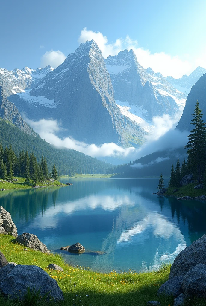 Beautiful mountain views and the lake below.
