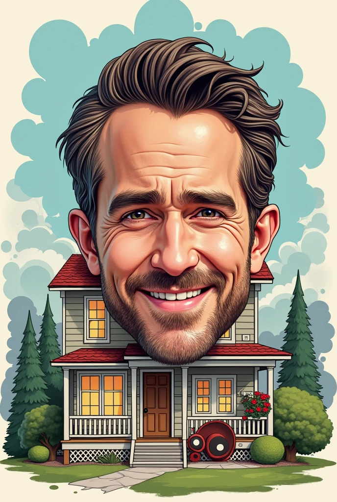 Create a house outline derived from Ryan Reynolds&#39; personality, Relationships and Career, which is easy to draw