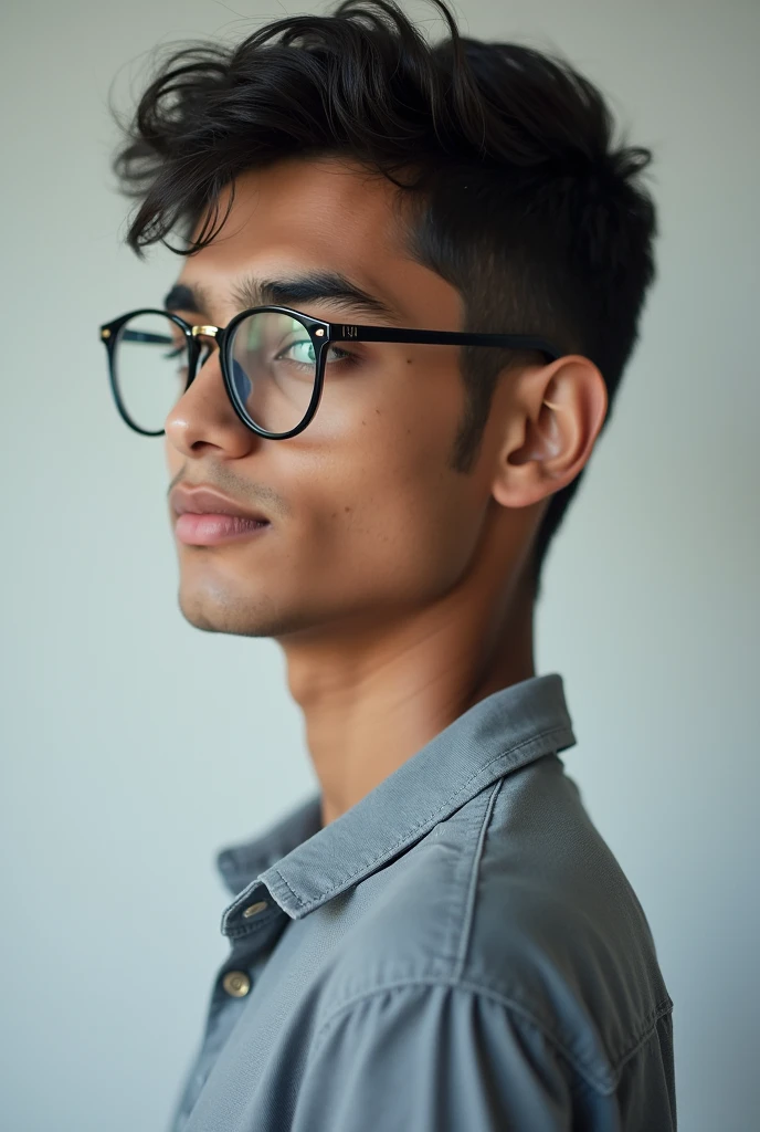21 year old Indian boy with fair skin wearing spectacles and narrow body posing for a profile picture in stylish Shirts