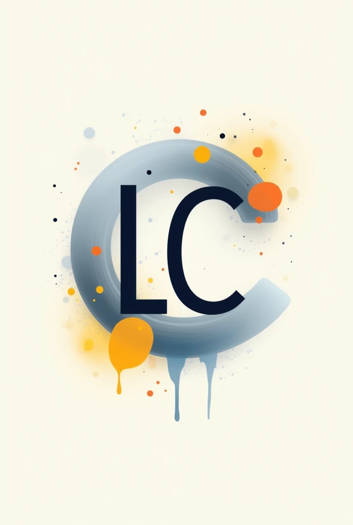 visual identity WITH INITIALS LC DESIGNER. blue colors, saliva, yellow, ORANGE AND GRAY. tom pastel.