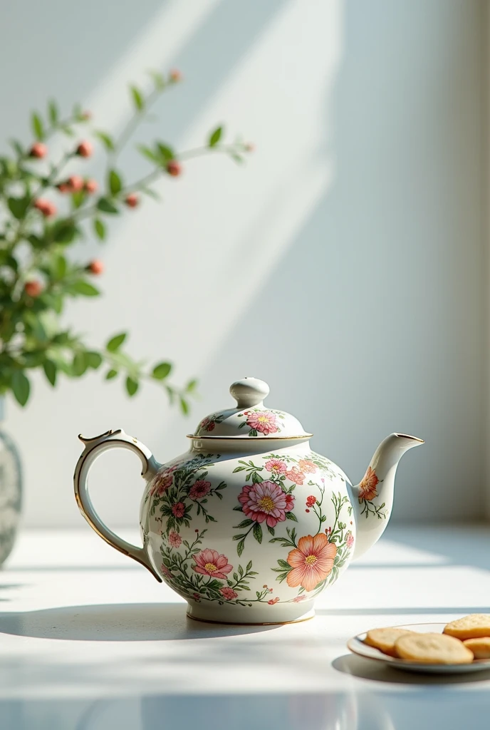 - a teapot with intricate floral patterns
