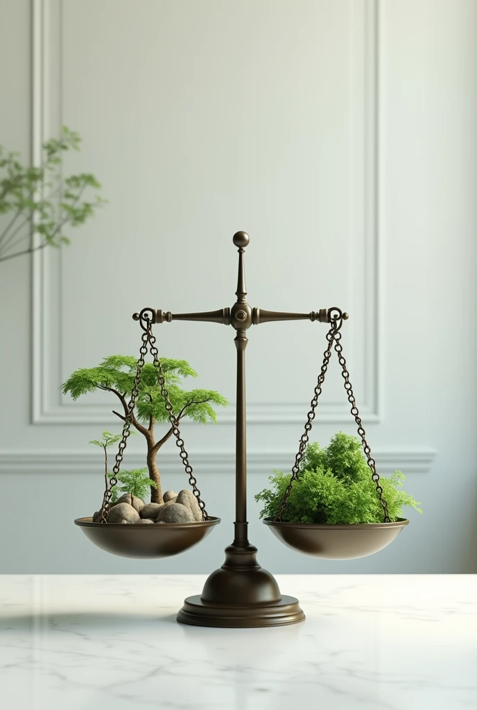 Image: A balanced image symbolizing the dual nature of globalization, like a balanced scale with economic growth on one side and environmental sustainability on the other..