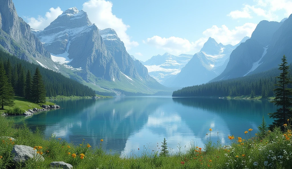 Beautiful mountain views and the lake below.