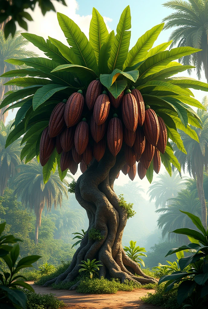 Create a cocoa tree shape, chocolate.