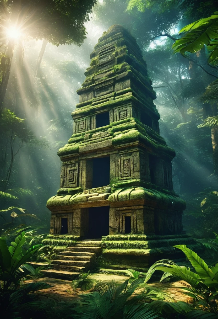 Create a rainforest with tribals wandering around an ancient ruins of a broken temple twilight in the atmosphere uv glowing cryptic tribal symbol in the forest shamans and tribals too standing along the tribe civilization  blury cinematic lightings all in the forest floating  photorealistic, natural lighting, ultra realistic photo, high quality, HDR, high resolution, smooth and delicate , noble and elegant, ultra-realistic photography vibe, shot with Canon camera, intricate details, award winning photography 32k --s 750 --v 6.1

 