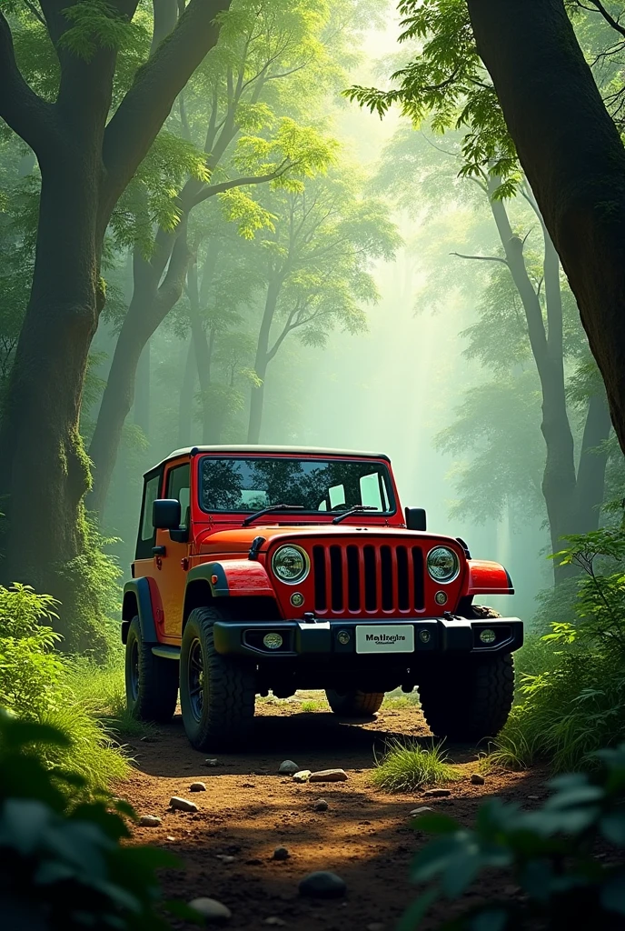 Mahindra Thar in the forest