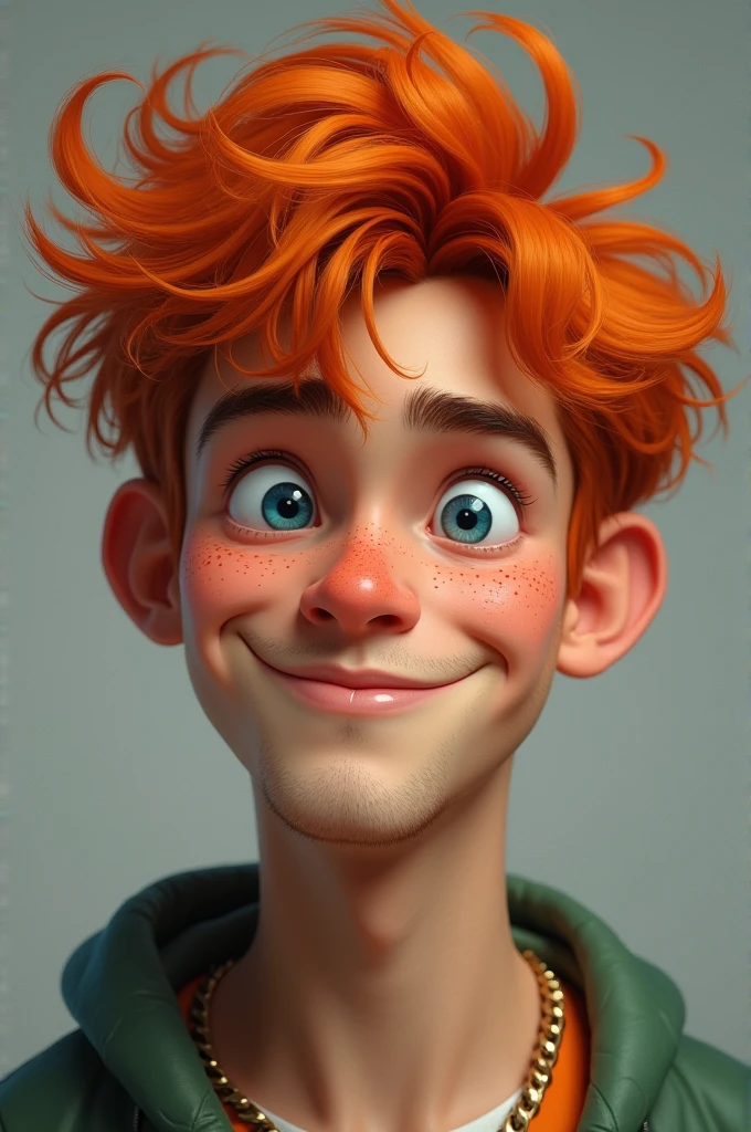 Young guy with freckles , blue eyes , and orange hair