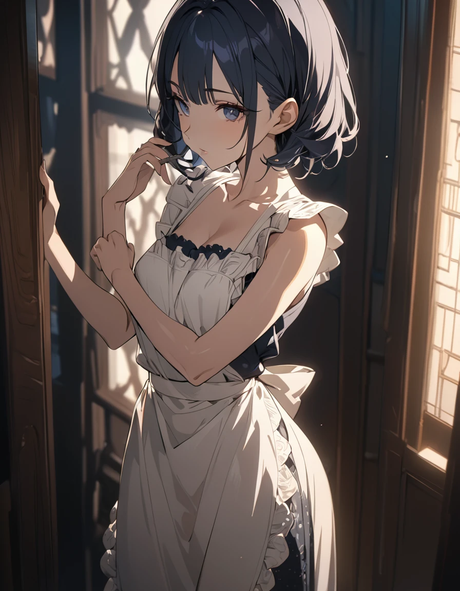 anime girl in a maid outfit holding a knife in her hand, in dress, guweiz, guweiz on artstation pixiv, guweiz on pixiv artstation, artwork in the style of guweiz, cushart krenz key art feminine, anime moe artstyle, detailed digital anime art, clean detailed anime art