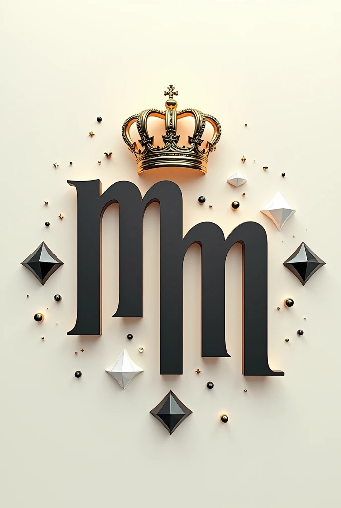 Typografi font written "MM" bold,artistic,with diamond beside it,with a crown on top of it