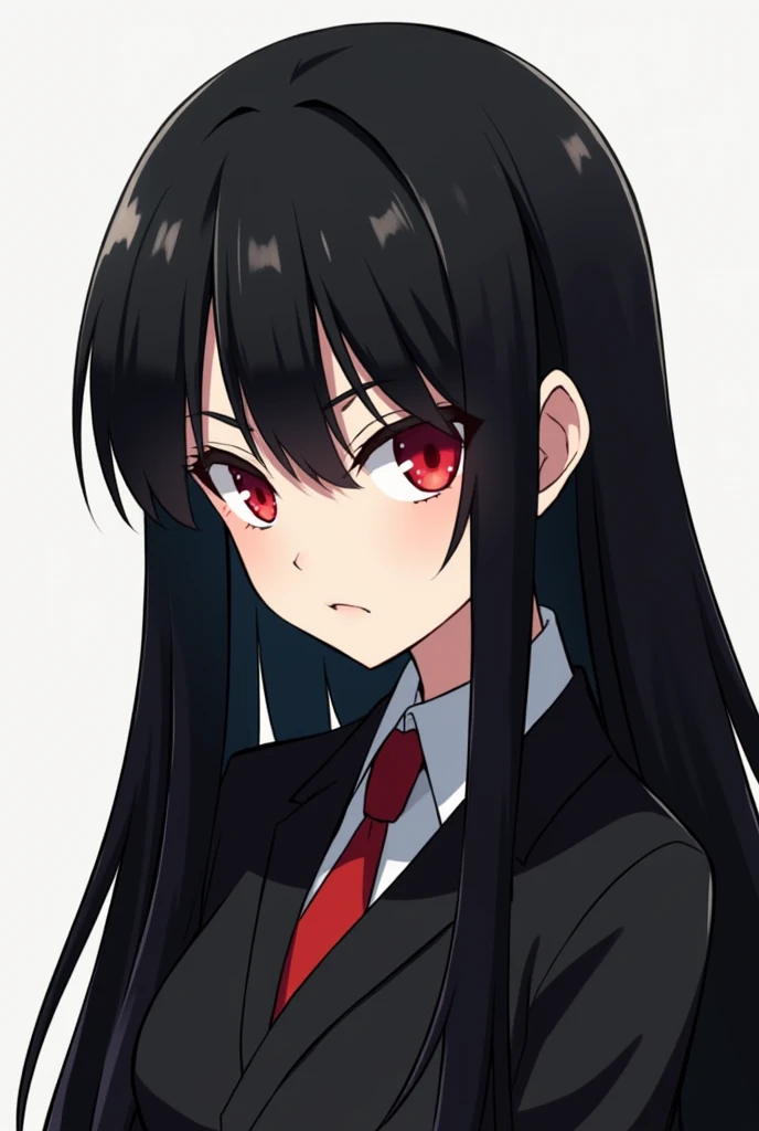 Cold, serious student council girl, Japanese Hime black hair, red eyes