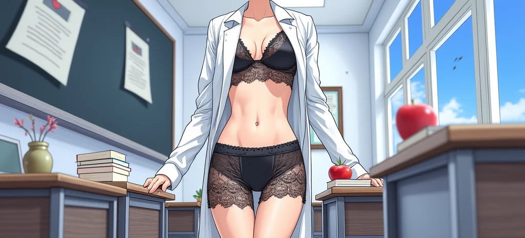 score_9, score_8_superior, score_7_superior, sauce_anime, One person,,high resolution, classroom,Black underwear,Sexy underwear,