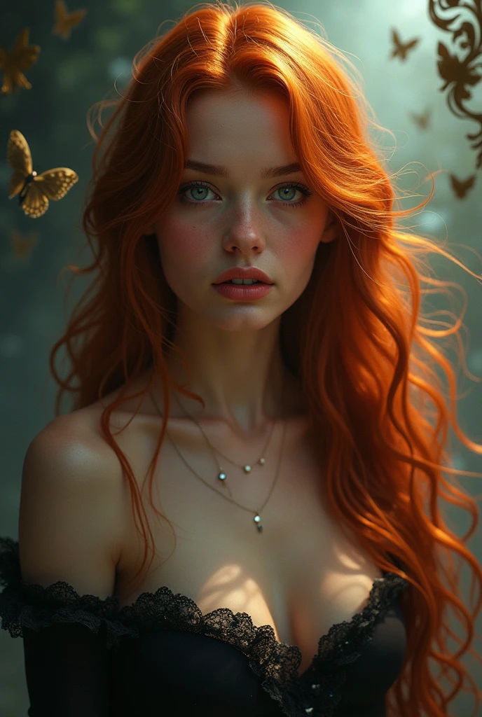 (solo, full body photo:1.3), (action packed:1.3), (haze, fog, mist:1.3), chiaroscuro, best quality, photorealistic, 1woman, (cute), (24yo:1.2), redhead, long ginger hair highly detailed, 1700'S, digital photography, art by artgerm and ruan jia and greg rutkowski surreal painting gold erfly filigree, broken glass, (masterpiece, sidelighting, finely detailed Fashionable eyes: 1.2) (perfect oval large eyes that gazes at the viewer), beautiful detailed face, blue gorgeous perfect eyes, (blonde hair ponytail), (attractive young woman:1.3), (thick amazing hair), (seductive:1.1), (blushing:1.1)