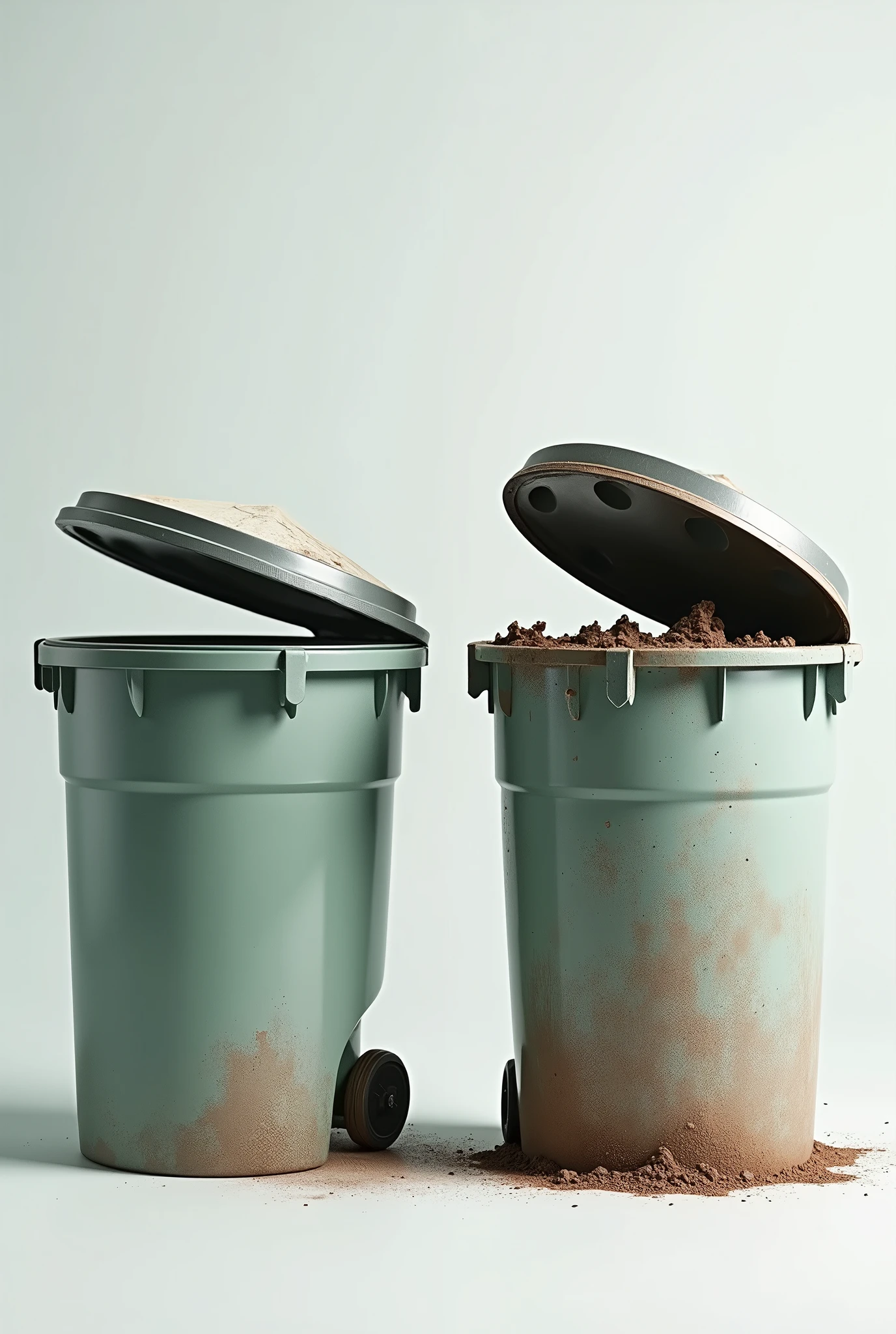 An image of a clean, empty container ready for recycling versus a dirty one that might cause contamination.