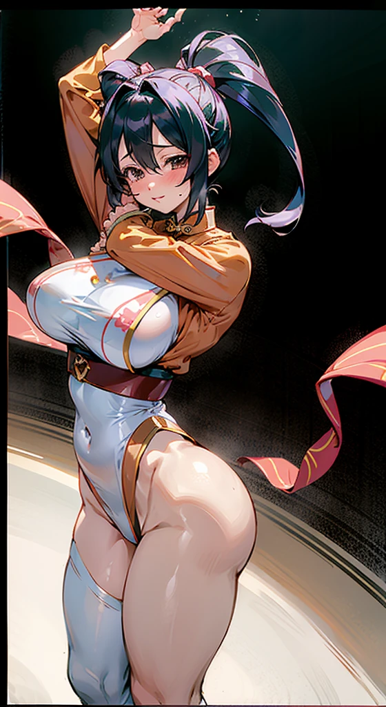 Big-breasted woman wearing anime costume poses for photo,Perfect body ,巨大的Anime woman,,Muscle Mikudayo, Anime style 4k, Highest rated on pixiv, 青色头发的Anime Girl, 4k Extremely Detailed Artgerm, Anime Girl, beautiful alluring Anime woman, Bad guy anime 8k, ,, Anime woman,Chinese Cheongsam,1 girl, Solitary, action, breast, blush, , , Chinese jumpsuit,,Tummy tummy,Thin waist,Full figure
