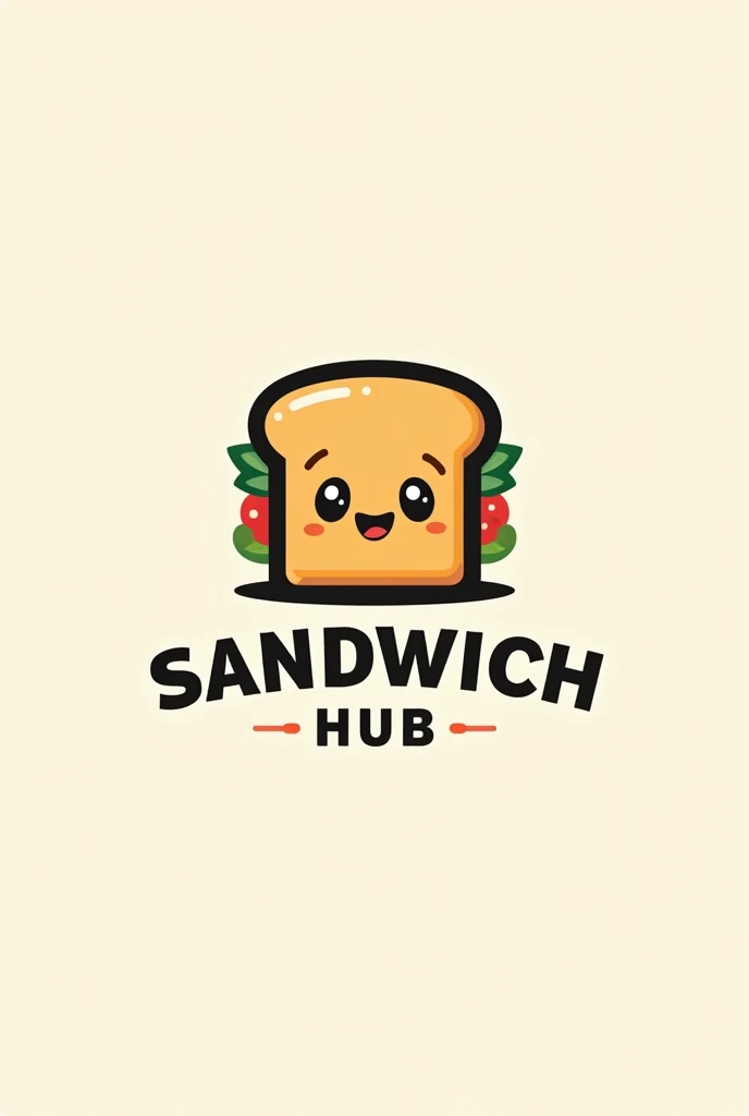 Logo sandwich brand name sandwich hub fresh and clean and sandwich mascot use only black and orange color