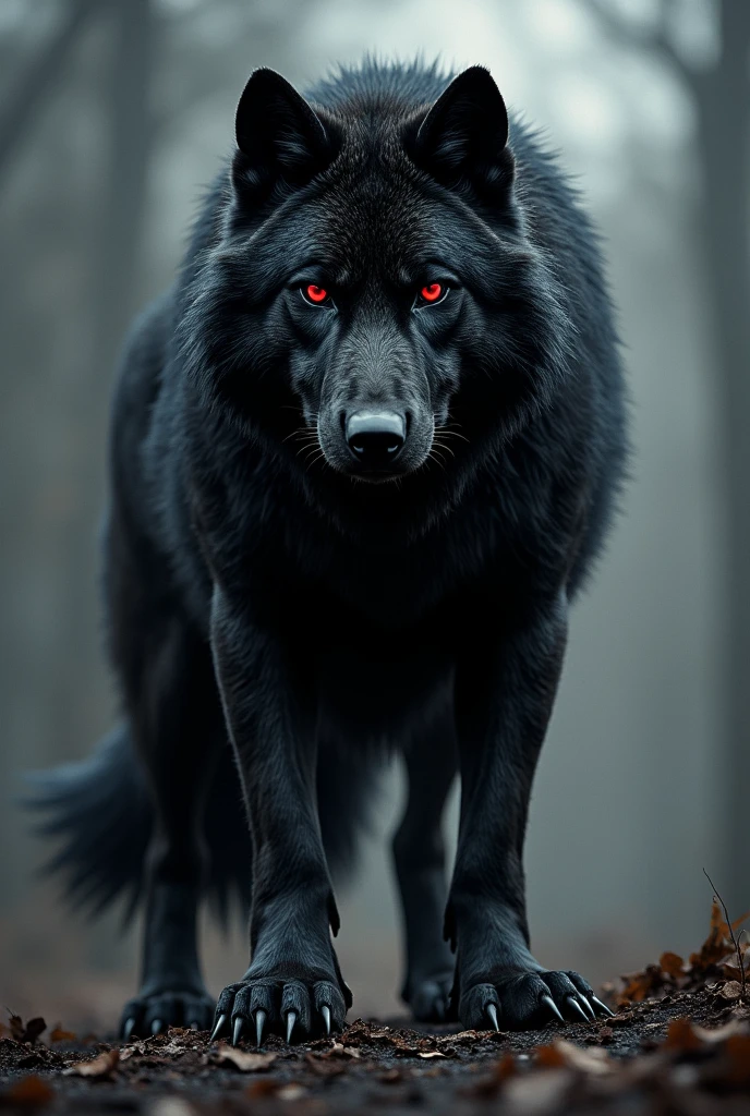 A big black wolf with red eyes, alpha, velues, stark, Team Wolf style