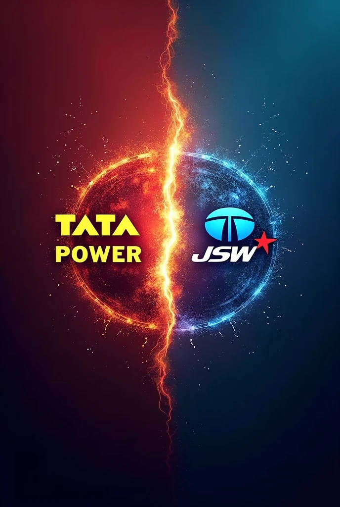 Create logo picture showing tata power vs jsw energy with their logos and name