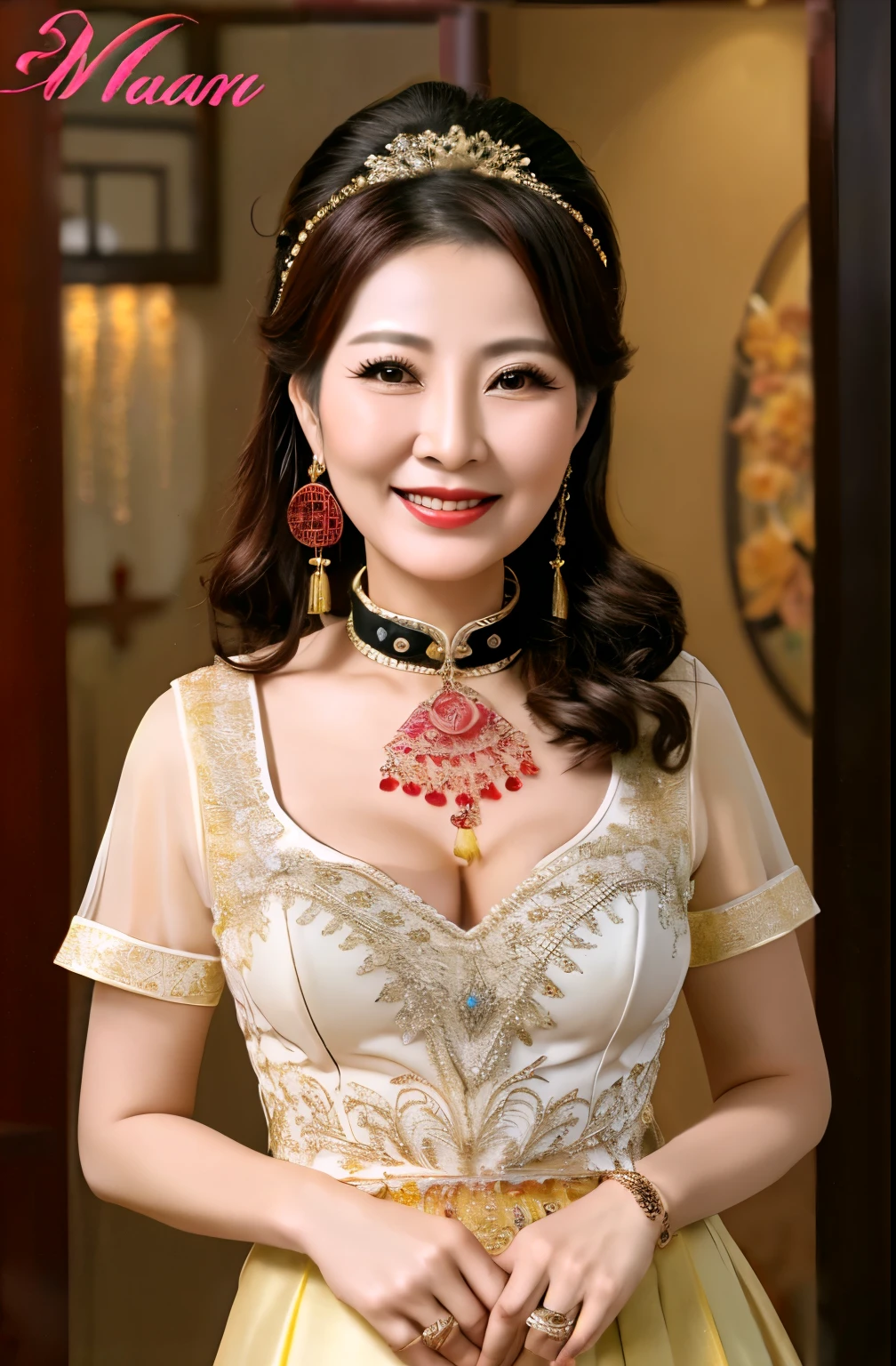 7 mom milf Chinese Lady large earring Big choker navel piercing decoration A bracelet realisitic Gorgeous Madame Beautiful Mature Woman sexly Smile Gentle woman navel piercing 4K High quality Gorgeous Madame Beautiful Mature Woman