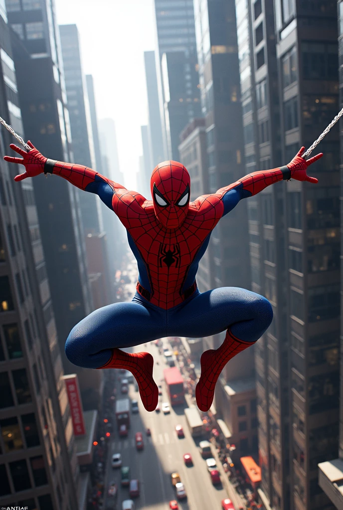 Spiderman, swing up to a city