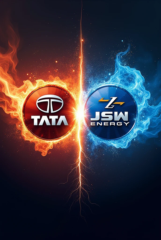 Create logo picture showing tata power vs jsw energy with their logos and name