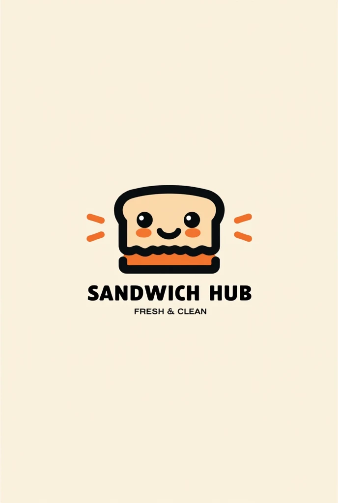 Logo sandwich brand name sandwich hub fresh and clean and sandwich mascot use only black and orange color