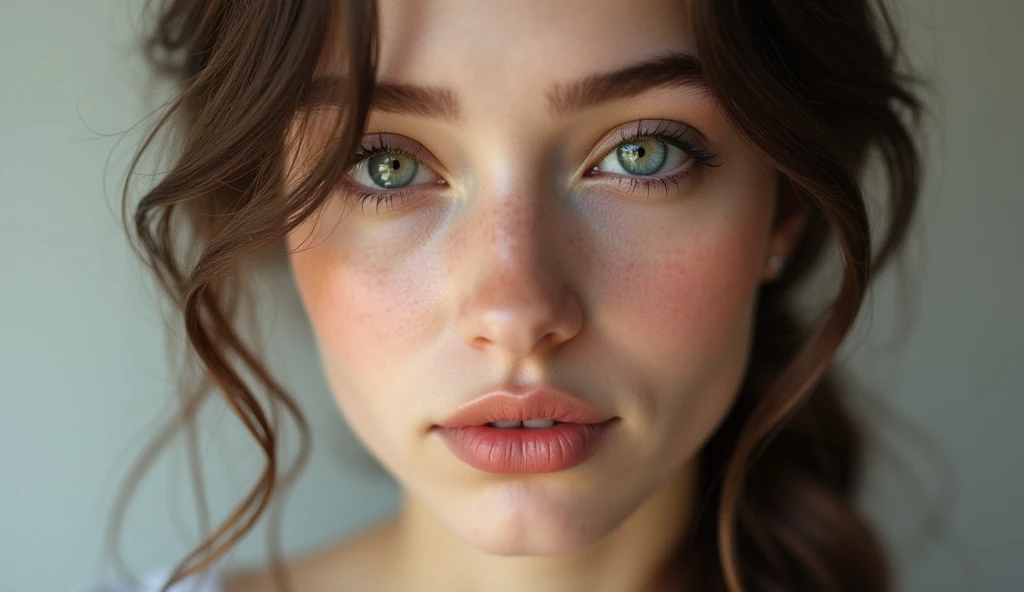 Best quality, It's working, (realistic: 1,2), 1 girl, Brown hair, Brown eyes, Front, detailed face, beautiful eyes