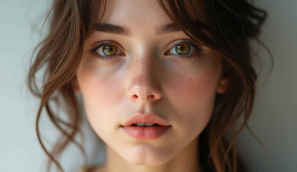 Best quality, It's working, (realistic: 1,2), 1 girl, Brown hair, Brown eyes, Front, detailed face, beautiful eyes