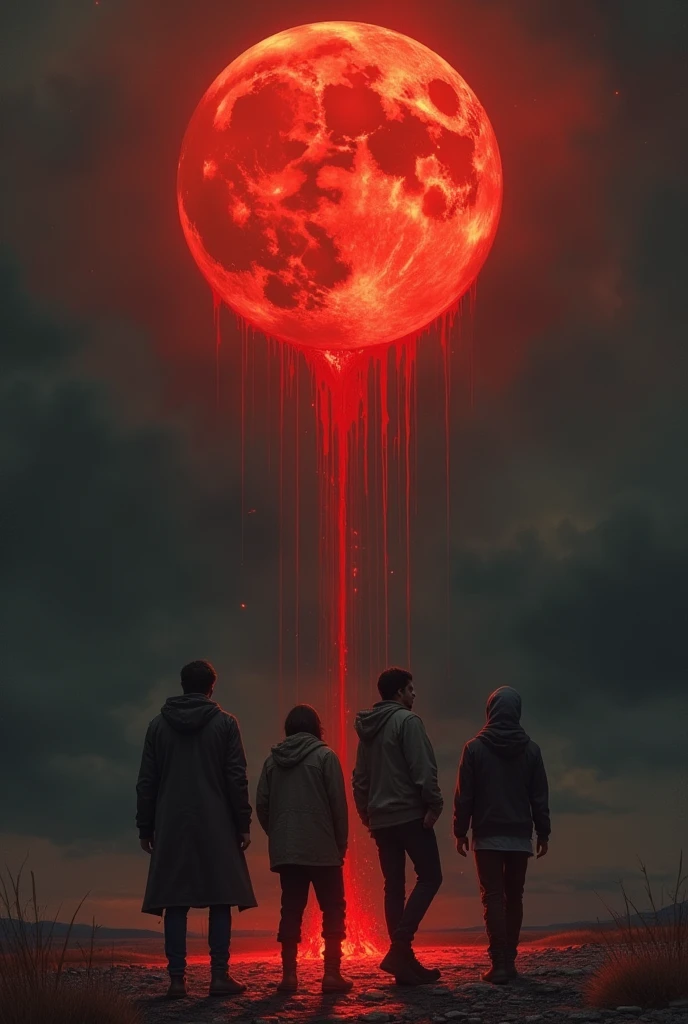melted red moon falling,realistic shaded lighting poster,magali villeneuve,jeremy lipkin and michael garmash and rob rey, RAL-MELTING,