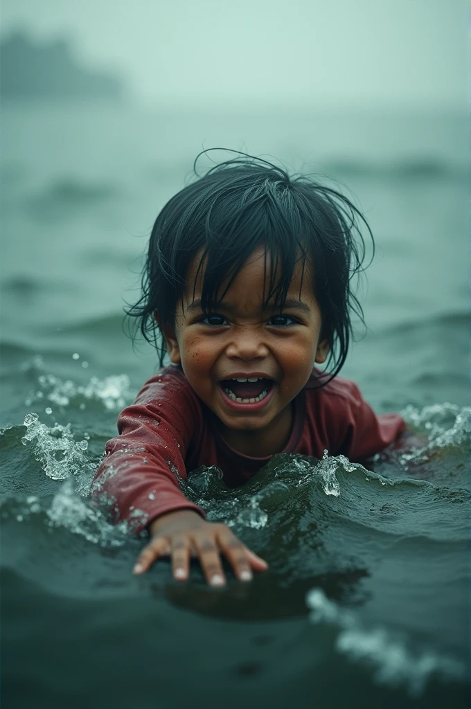 Baby is drowning in flood water