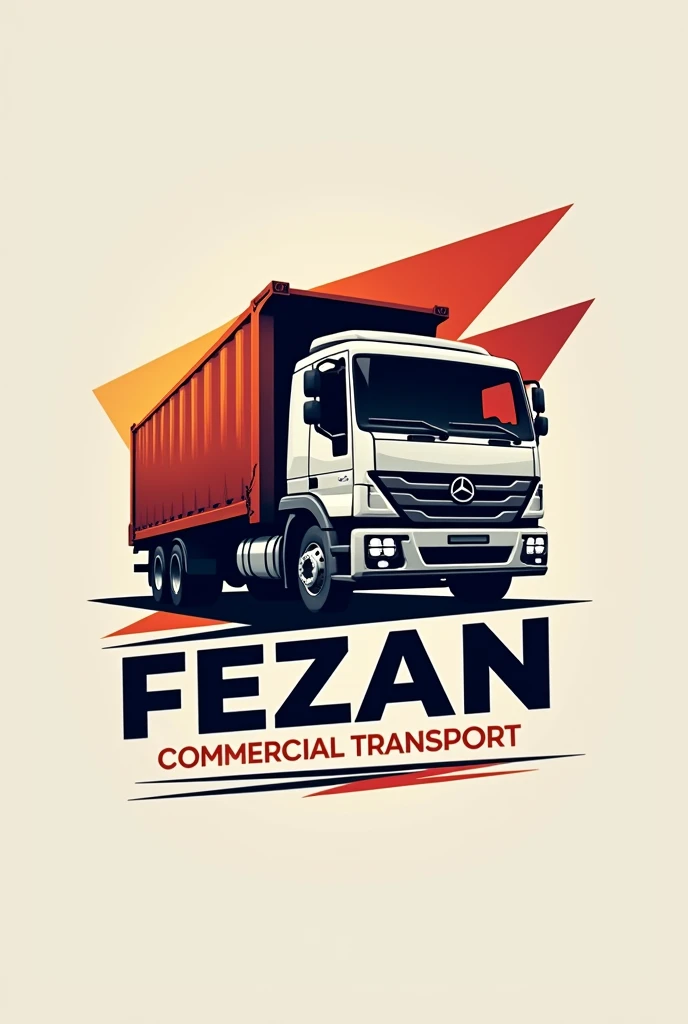 Make a logo with an open truck named of Fezan Commercial Transport 