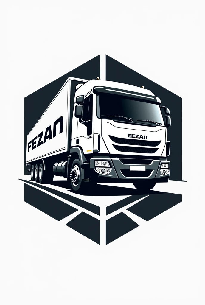 Make a logo with an open truck named of Fezan Commercial Transport 
