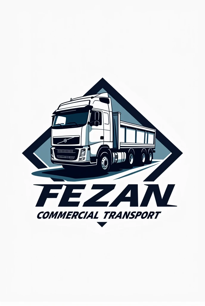 Make a logo with an open truck named of Fezan Commercial Transport