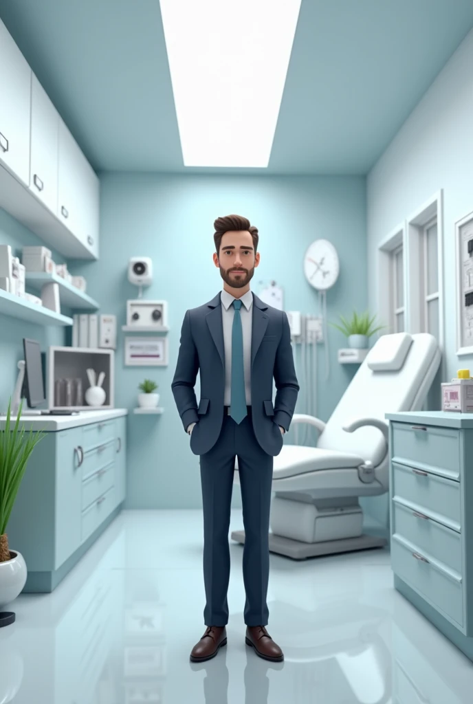 One man present in a doctor room 3d animation style attractive look HD