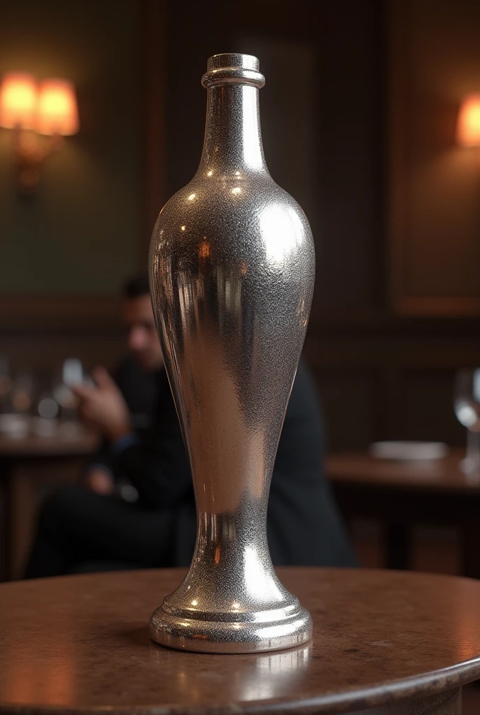 Trophy with the shape of bottle covered with silver