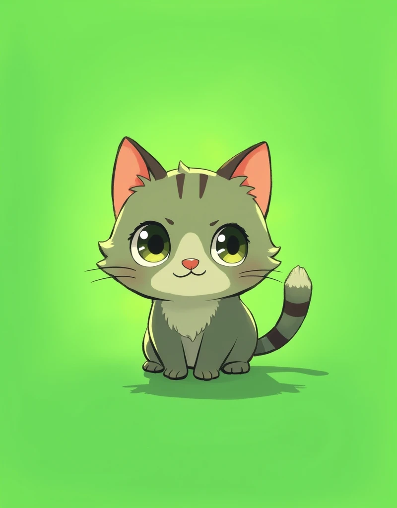 1cat,chibi,full body,green background
