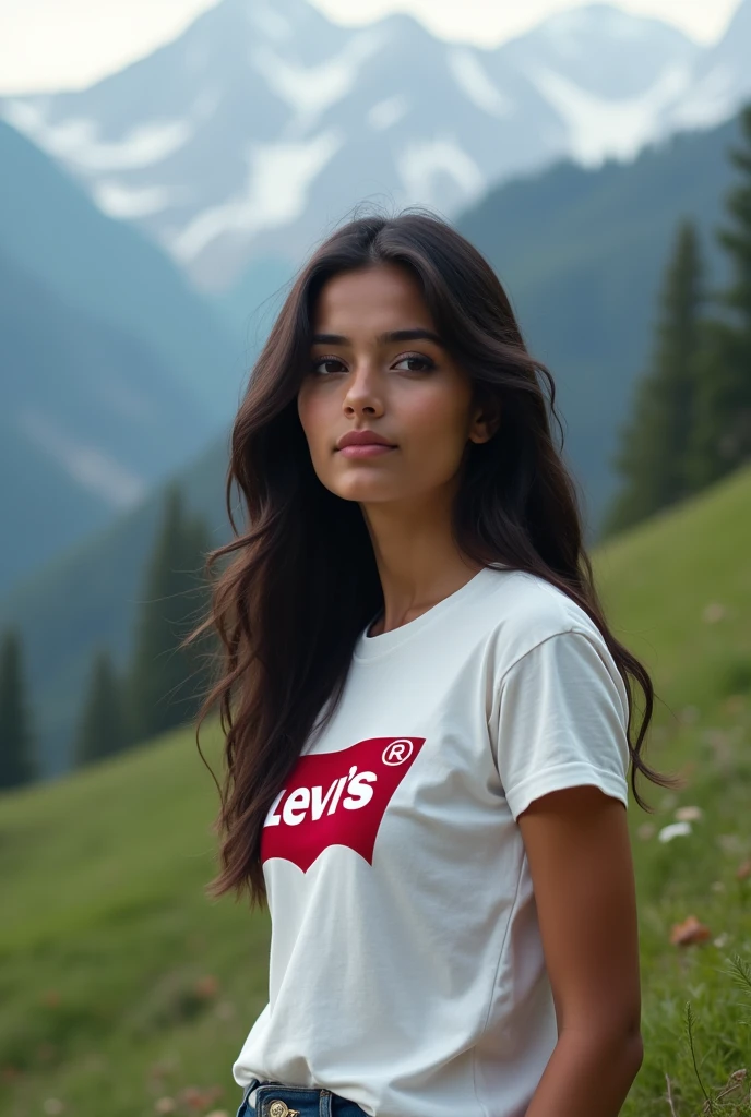 Kashmiri Indian girl age 25 in Levi's t shirt