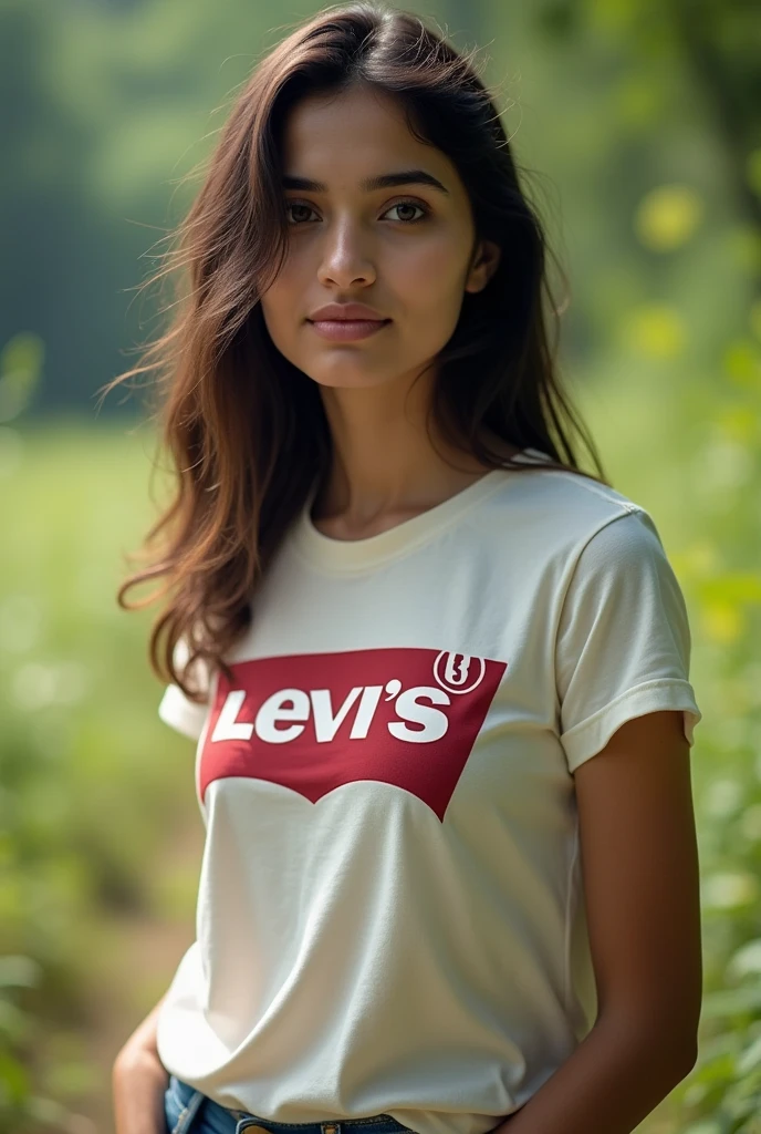 Kashmiri Indian girl age 25 in Levi's t shirt weight 55 kg