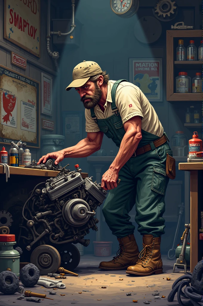 2D pixel art of a mechanic