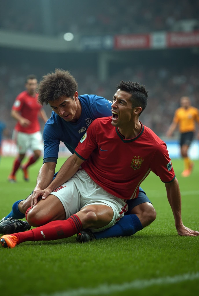 Ronaldo in pain after being tackled by Maldini