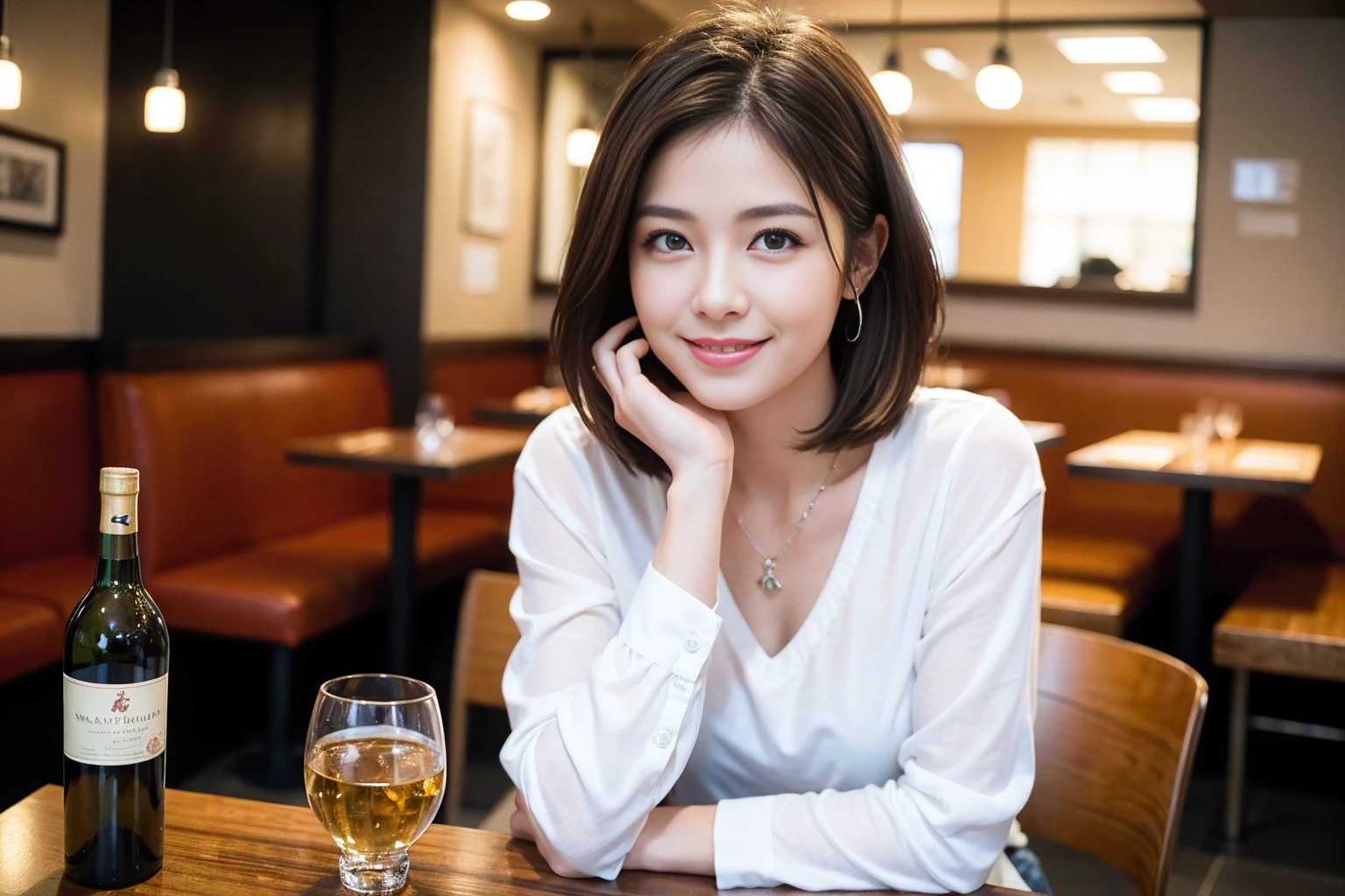 ((Highest quality、8k、masterpiece:1.3))、slimカップル、modelカップル、(Realistic, Intricate details:1.2), full-course dinner、Whiskey bottle and glass on table、Single Malt、scotch、Shot Glass、on the rocks、Scotland、Amazing view of the sunset sky and clouds、A bright smile、The wonderfulness of smile、 Beautiful Face, blue eyes, The light shines on your face, blush, short hair,Bright Face、 (Age 37), 3,Two beauties、Brown Hair、Shortcuts、Long sleeve shirt、dress、Beautiful woman 1, (slimな顔), (The body is slim), (Brown Hair), (Shortcuts), cheeks turn a little red,Attractive beauty、restaurant, In a prominent place (From the waist up) Nova Frog Style, actress, model, Upper Body, White wine, slim, smile, (smile: 1.15), Beautiful fine grain, Depth f/2,saturation, High Contrast, Strong light and shadow,Moist Body:1.5、3D texture、Delicate eyes、Brown Hair、The hair is very shiny、