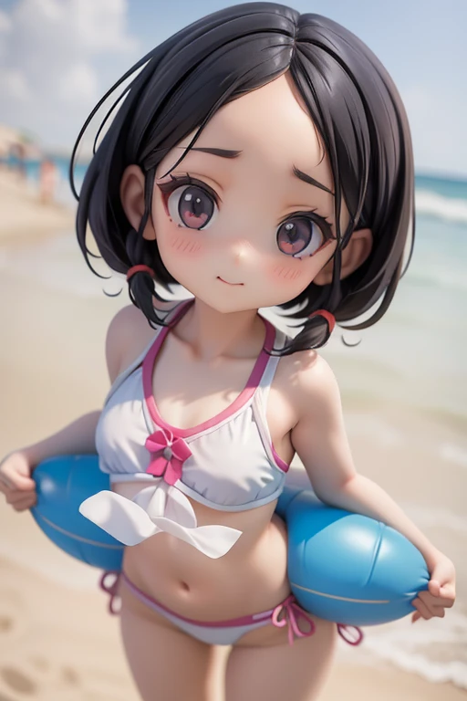 Swimwear、Girl、Girl、Primary school students、sharp、Black Hair,、The forehead is visible、Forehead、whole body、