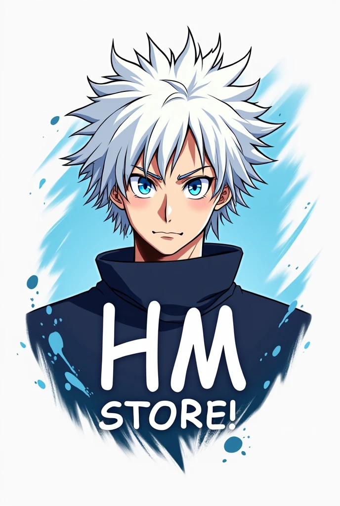 make a logo with a gojo character with this name hm store
