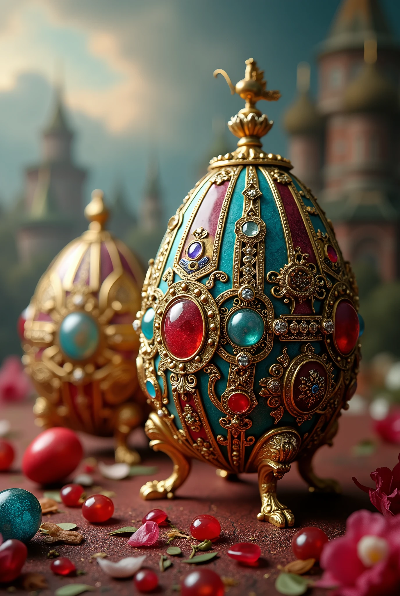 Majestic Fabergé eggs made for Alexander III and Nicholas II of Russia. The eggs are made of precious metals or hard stones decorated with combinations of enamel and gemstones. masterpiece. high quality. Breathtaking scenery. HD. 8k