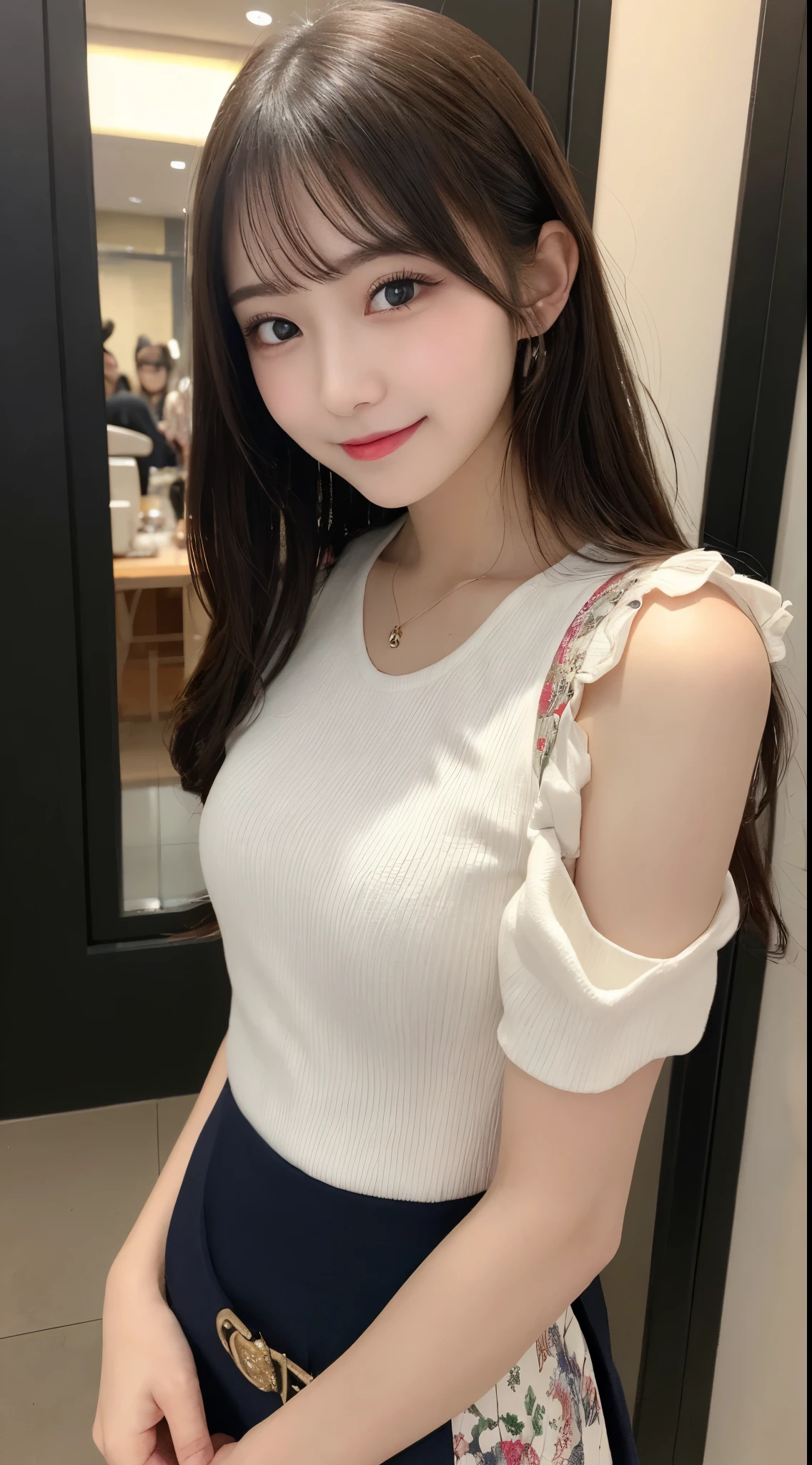 (8k, RAW photo, best quality, masterpiece:1.2), (realistic, photo-realistic:1.4), (extremely detailed 8k wallpaper),
professional lighting, Warm Tone Lighting,
sharp focus, depth of field, blur background, bokeh,
full body,
Japanese high school girl, slender, thin,
Waving hand,
Mountain,
Morning,
Shiny hair, wave hair, brown hair,
polo shirt, mini skirt, shoulder out,
fancy earrings, necklace, watch,
Joyful,