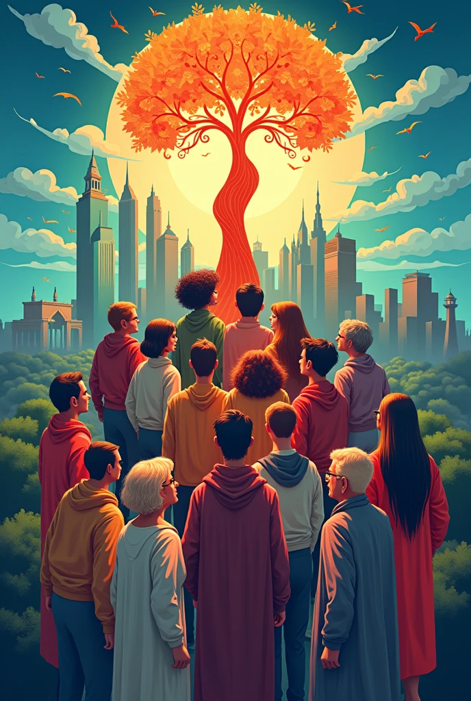 Create a colourful poster on heal the world with unity changing the world