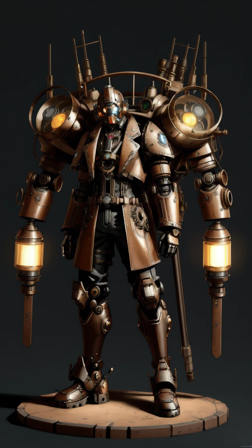 arafed robot with a gas mask and a pair of shoes, steampunk robot, cyber steampunk 8 k 3 d, rusty biomechanical cyborg, beautiful robot character design, steampunk automaton, 3d rendered steampunk, painterly humanoid mecha, steampunk iron man, rolands zilvinskis 3d render art, steampunk robot scorpion, bioshock big daddy