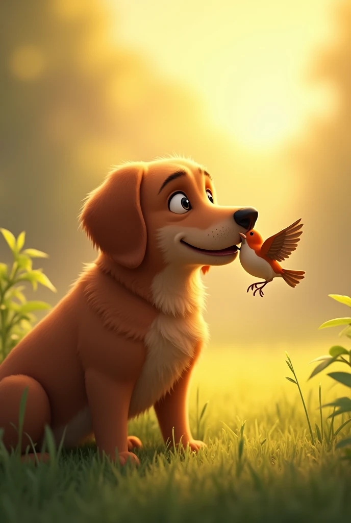 The dog placed the bird in the sun.
